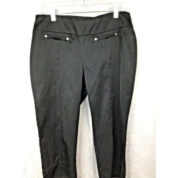 Women's Sz 8P Black Crop Lightweight Stretch Front Pocket by Valerie Stevens - Picture 2 of 7